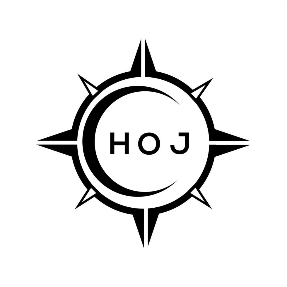 hoj abstrakt Technologie Kreis Rahmen Logo Design auf Weiß Hintergrund. hoj kreativ Initialen Brief Logo. vektor