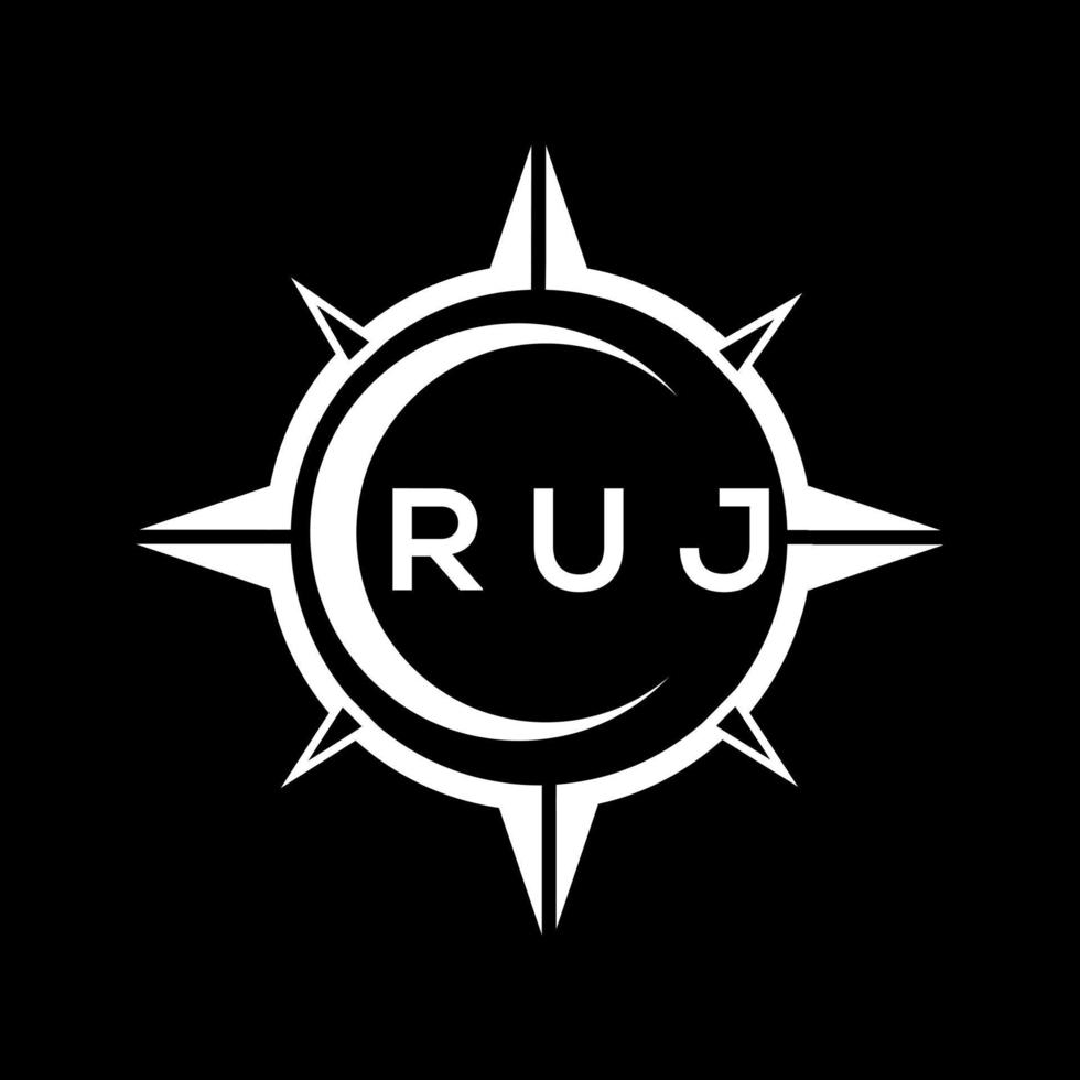 Ruj abstrakt Technologie Kreis Rahmen Logo Design auf schwarz Hintergrund. Ruj kreativ Initialen Brief Logo Konzept. vektor