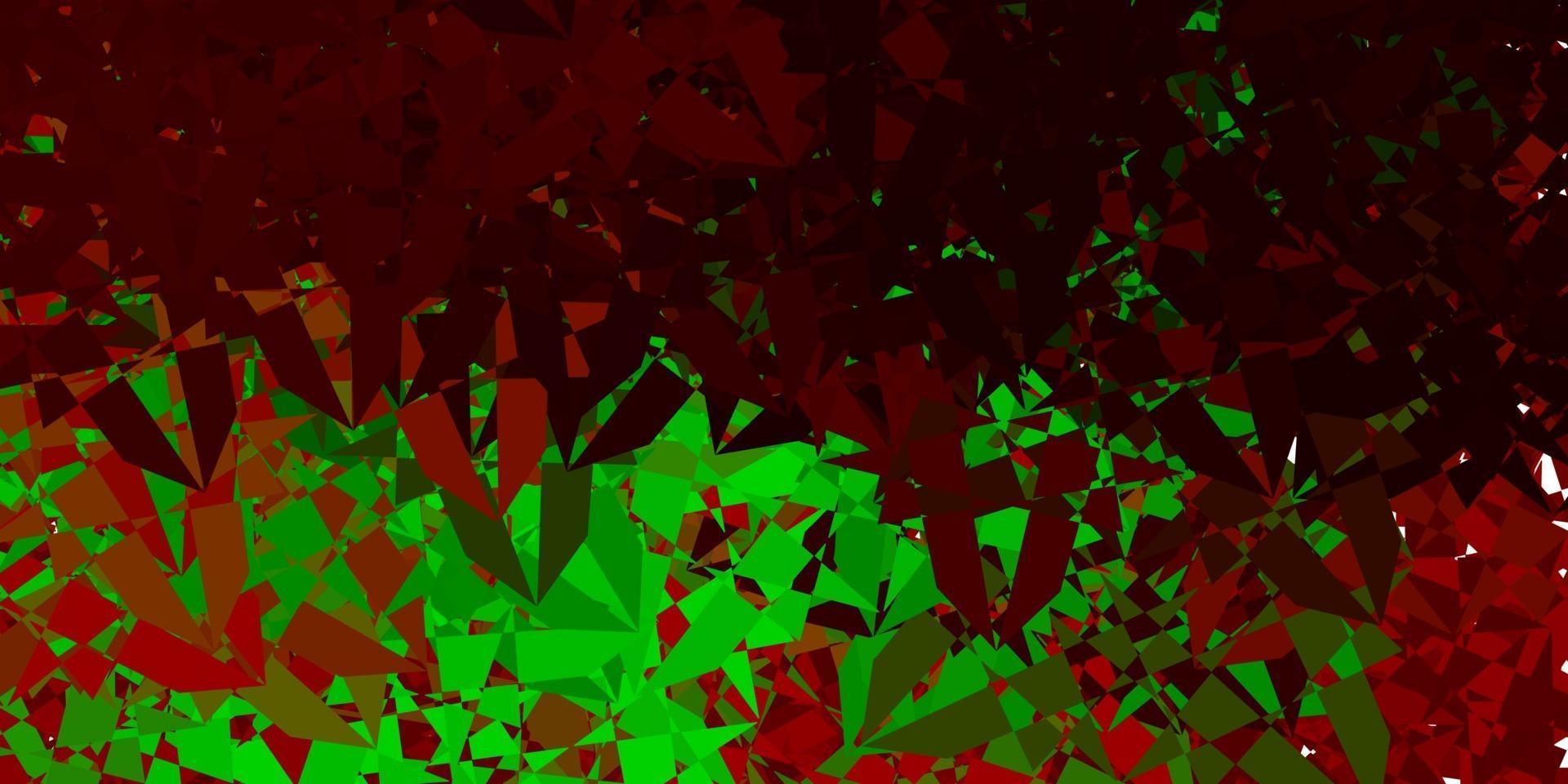 ljusgrön, röd vektorstruktur med slumpmässiga trianglar. vektor