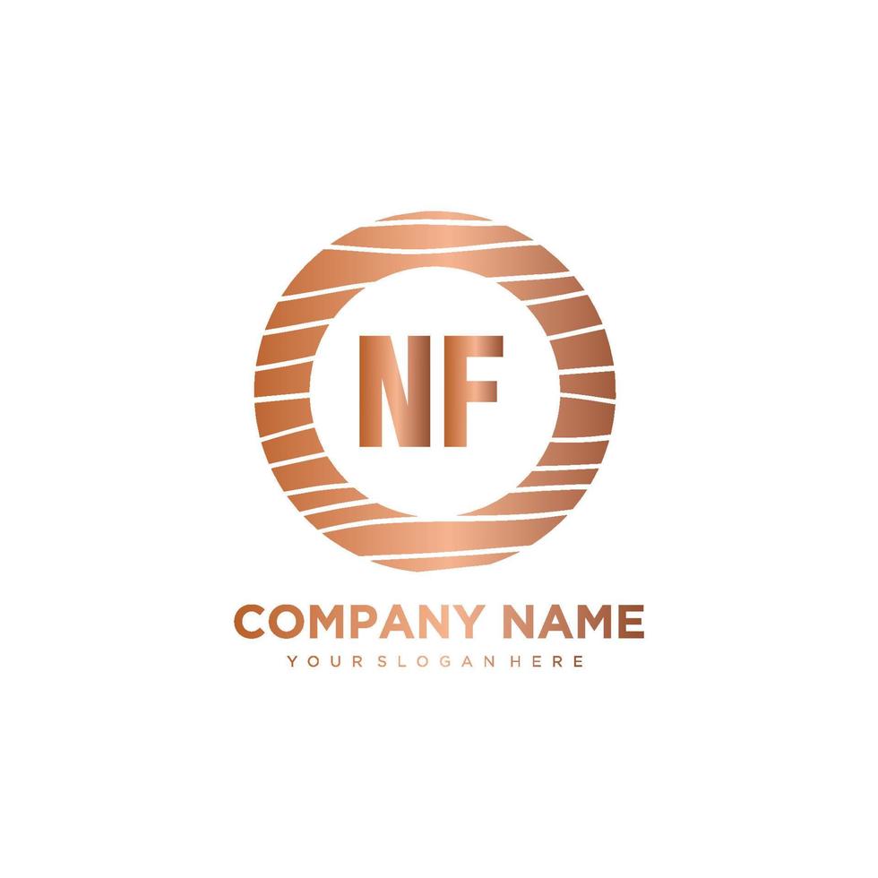 nf Initiale Brief Kreis Holz Logo Vorlage Vektor