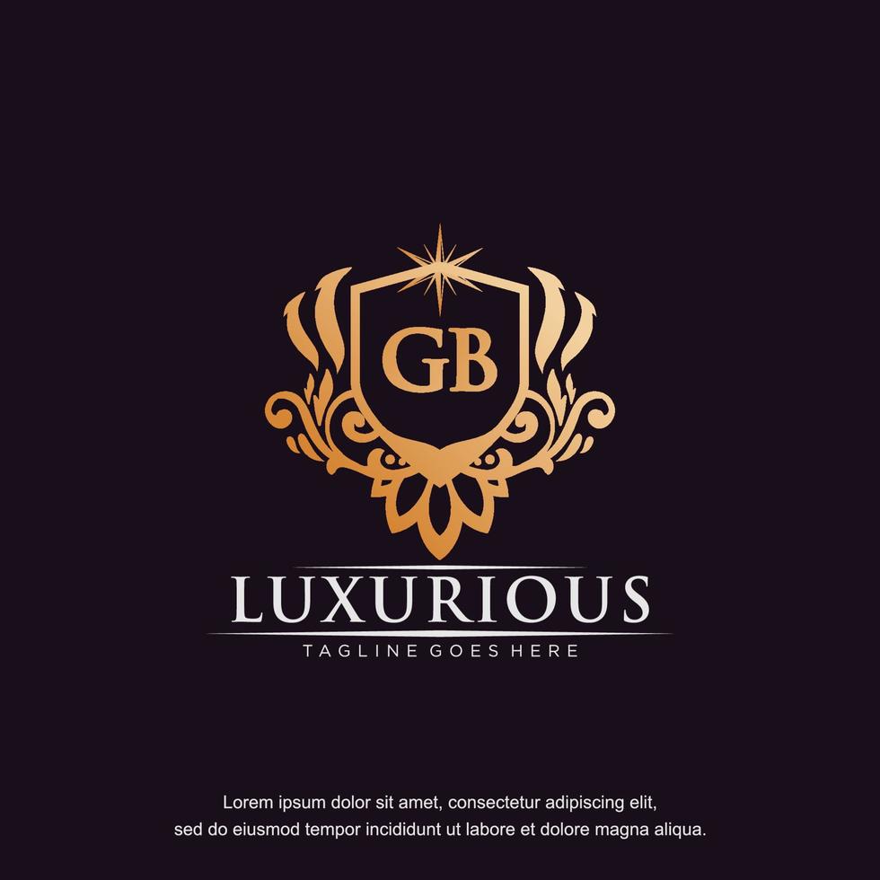 gb Initiale Brief Luxus Ornament Gold Monogramm Logo Vorlage Vektor Kunst.