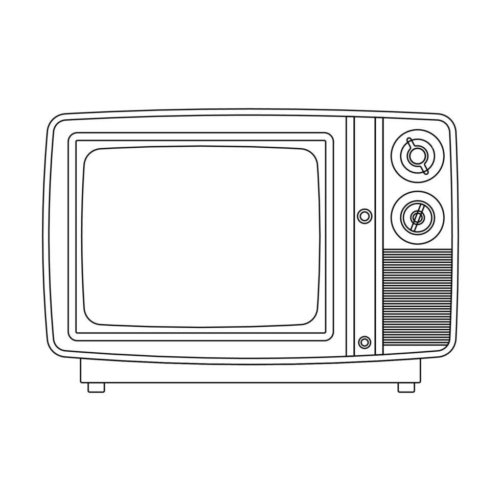 retro-tv-umriss-symbol-illustration auf isoliertem weißem hintergrund vektor