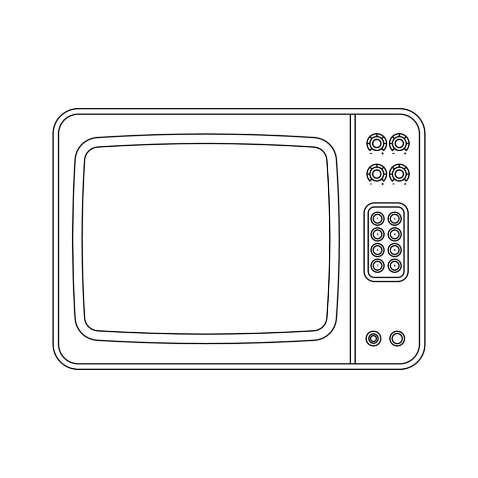 retro TV översikt ikon illustration på isolerat vit bakgrund vektor