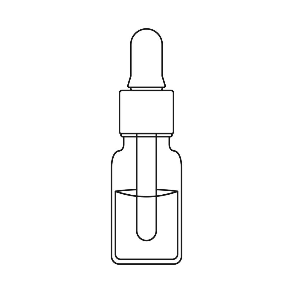 Serumflaschenumriss-Symbolillustration auf isoliertem weißem Hintergrund, geeignet für Schönheit, Salon, Gesundheitswesen vektor