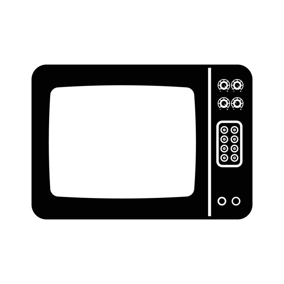 retro TV silhuett. svart och vit ikon design element på isolerat vit bakgrund vektor