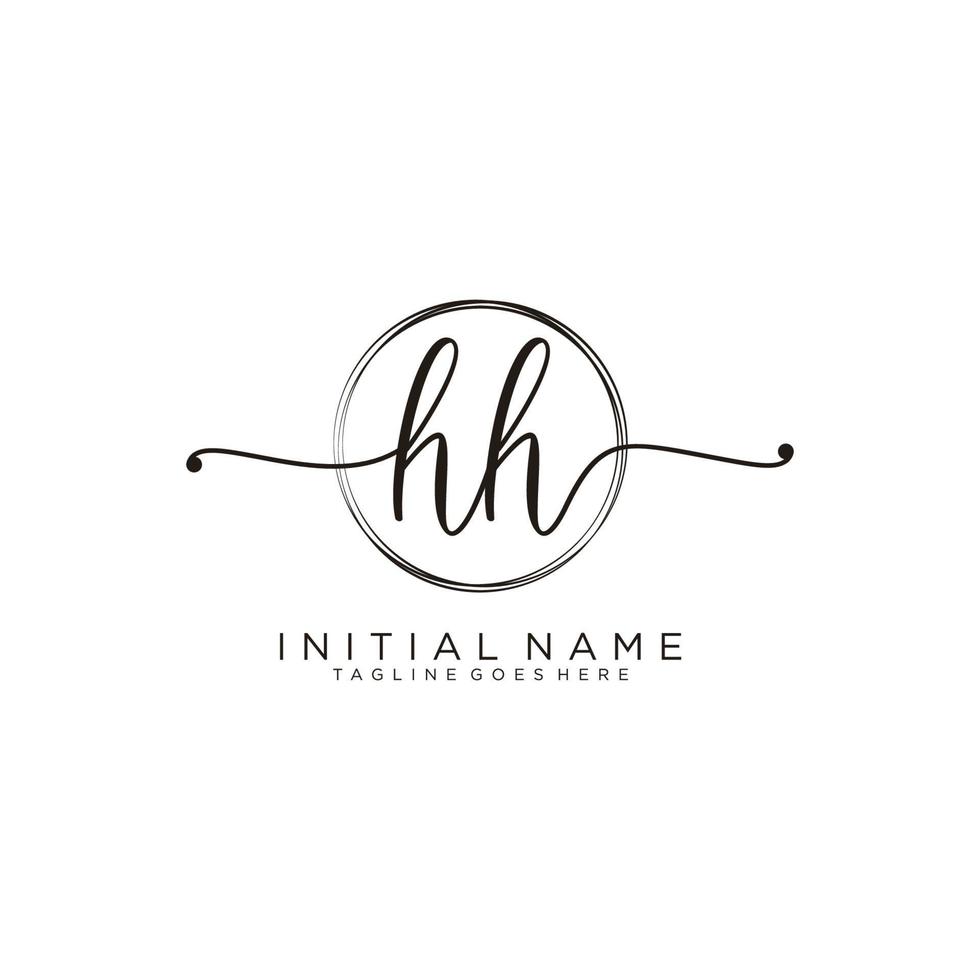 första hh feminin logotyp samlingar mall. handstil logotyp av första signatur, bröllop, mode, smycken, boutique, blommig och botanisk med kreativ mall för några företag eller företag. vektor