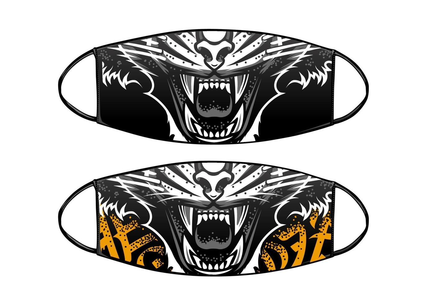 Virenschutz schwarz Maske Vektor-Design mit Tiger Kiefer vektor