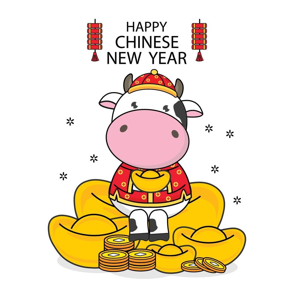 Frohes chinesisches Neujahr 2021 Jahr des Ochsen. vektor