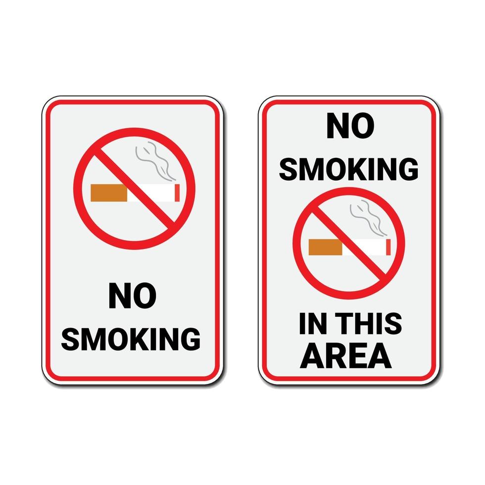 ingen rökning tecken och ingen rökning i detta område tecken vektor