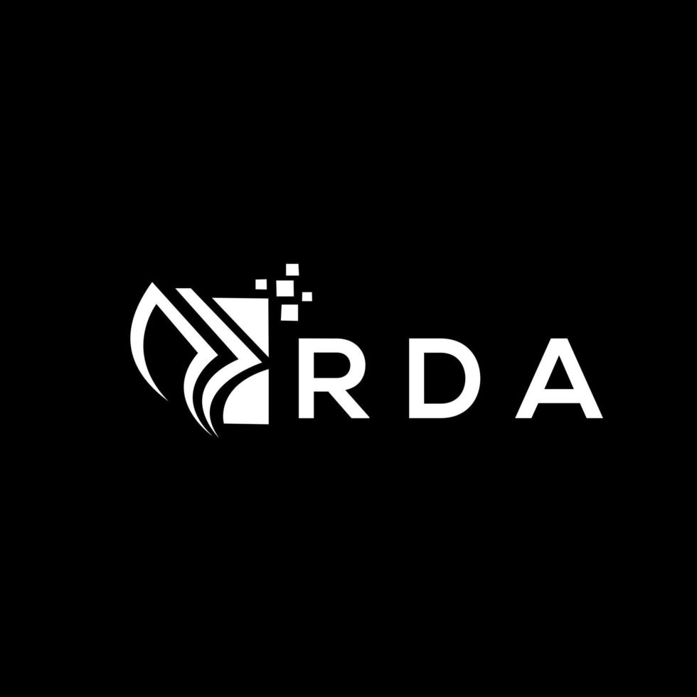 rda Anerkennung Reparatur Buchhaltung Logo Design auf schwarz Hintergrund. rda kreativ Initialen Wachstum Graph Brief Logo Konzept. rda Geschäft Finanzen Logo Design. vektor