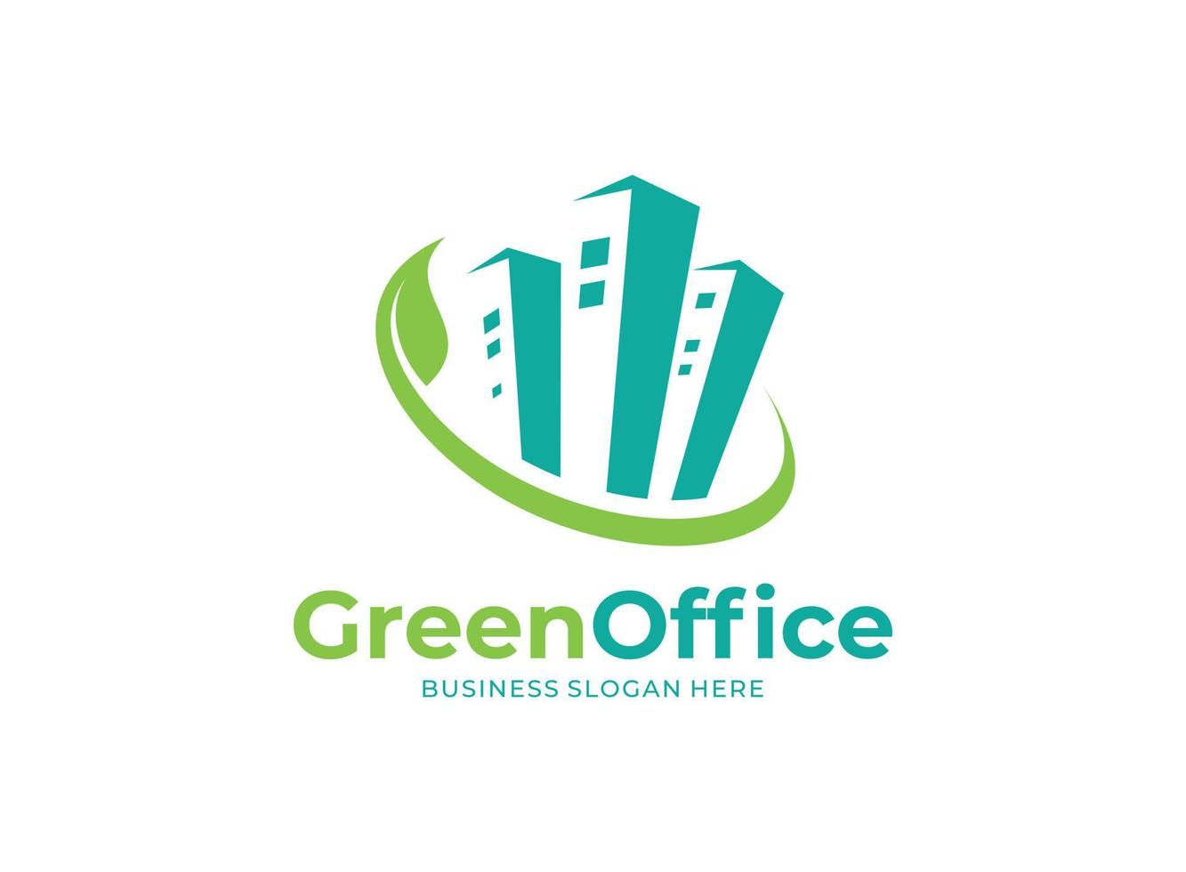 Grün Büro Blatt Gebäude Logo Symbol Vektor