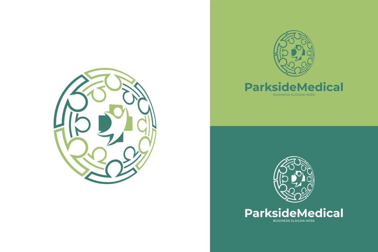 medizinisch Apotheke Menschen Pflege Logo Design Vorlage Vektor