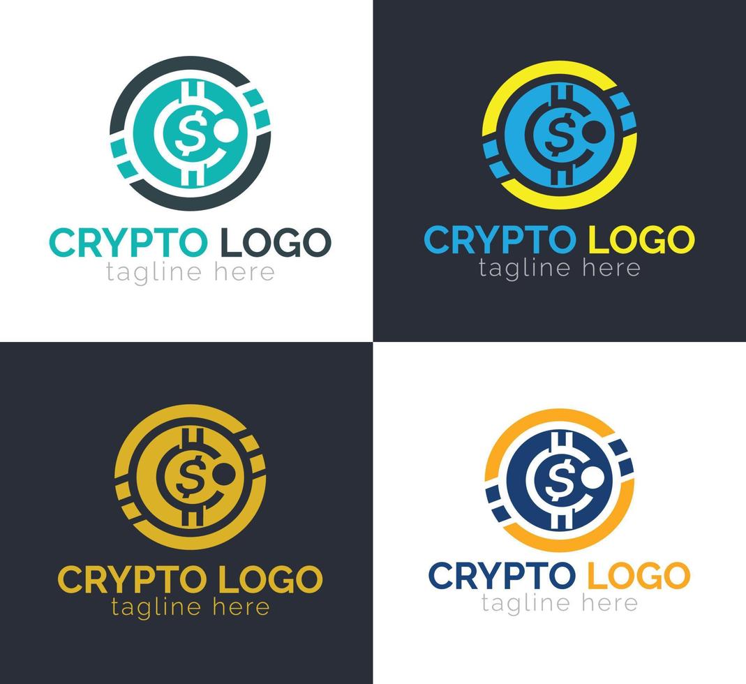 kryptovaluta eller crypto mynt logotyp design vektor mall