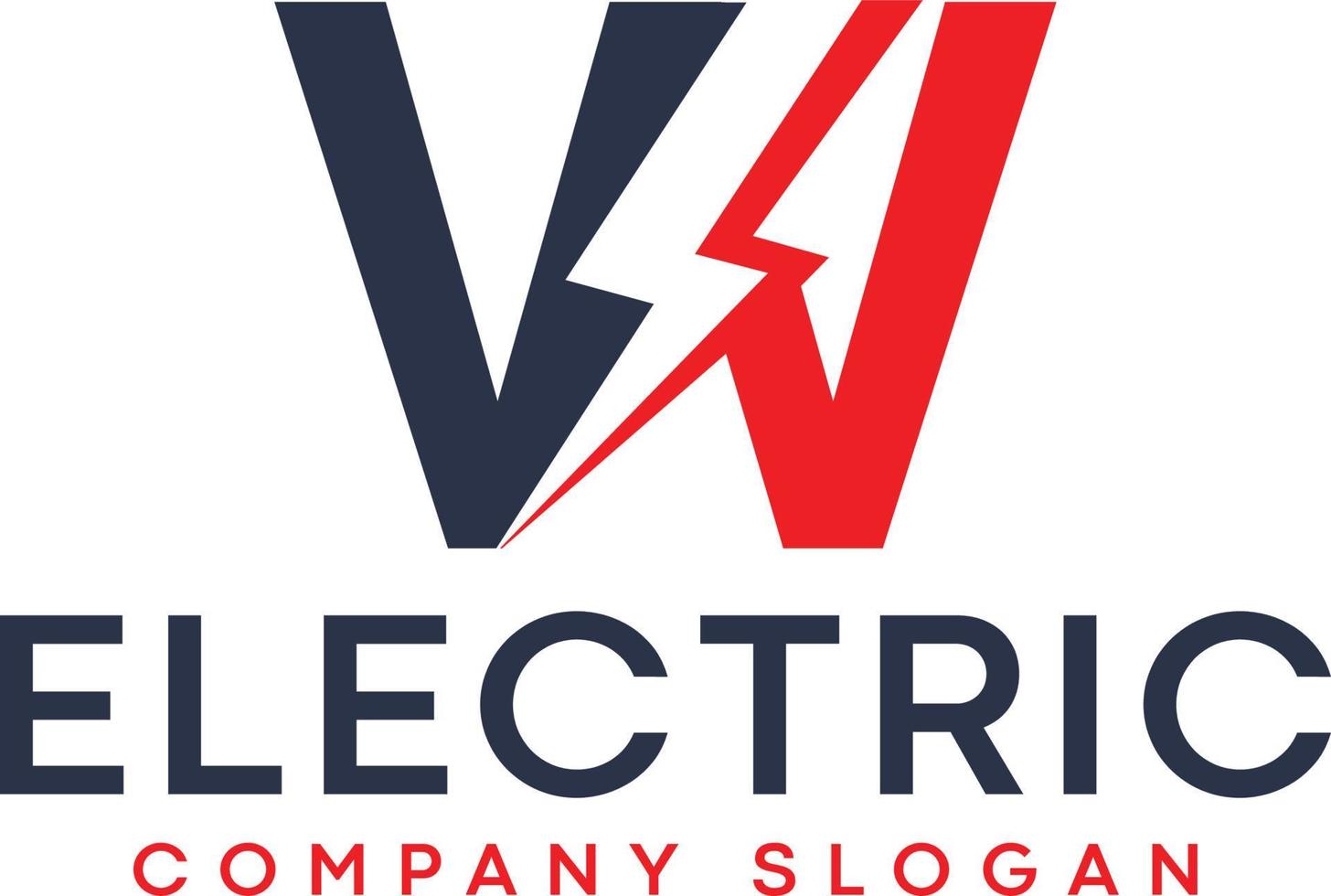 w elektrisk brev logotyp design med belysning åska bult logotyp vektor