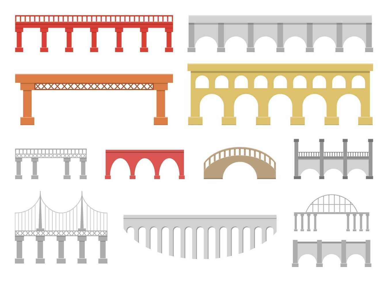 Brücken setzen Vektordesign-Illustrationsset isoliert auf weißem Hintergrund vektor