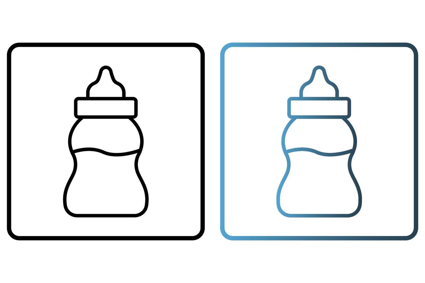 Baby Flasche Symbol Illustration. Symbol verbunden zu Baby Pflege. Gliederung Symbol Stil. einfach Vektor Design editierbar