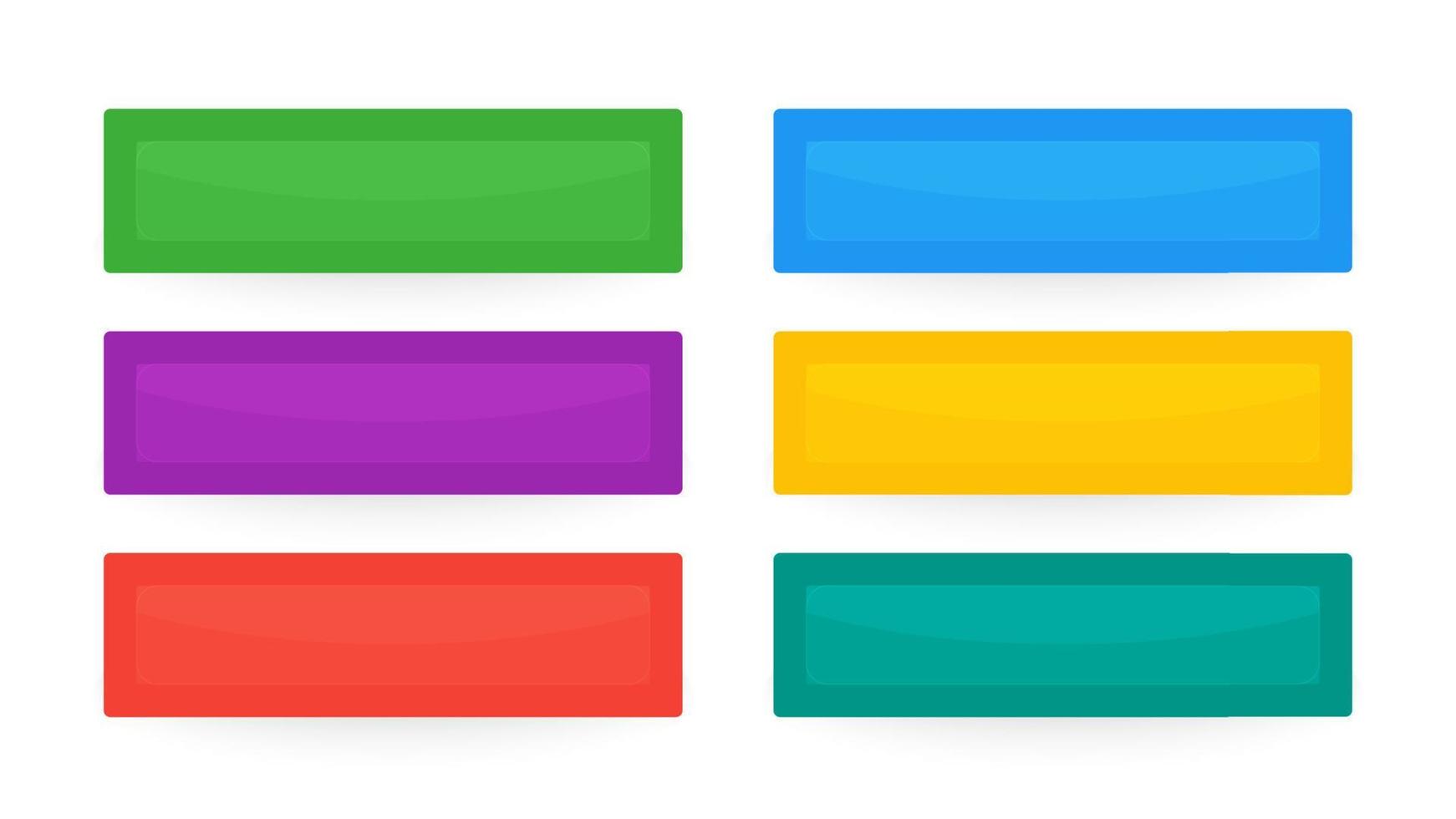 färgrik gränssnitt knappar. uppsättning av sex modern abstrakt webb knappar. vektor illustration