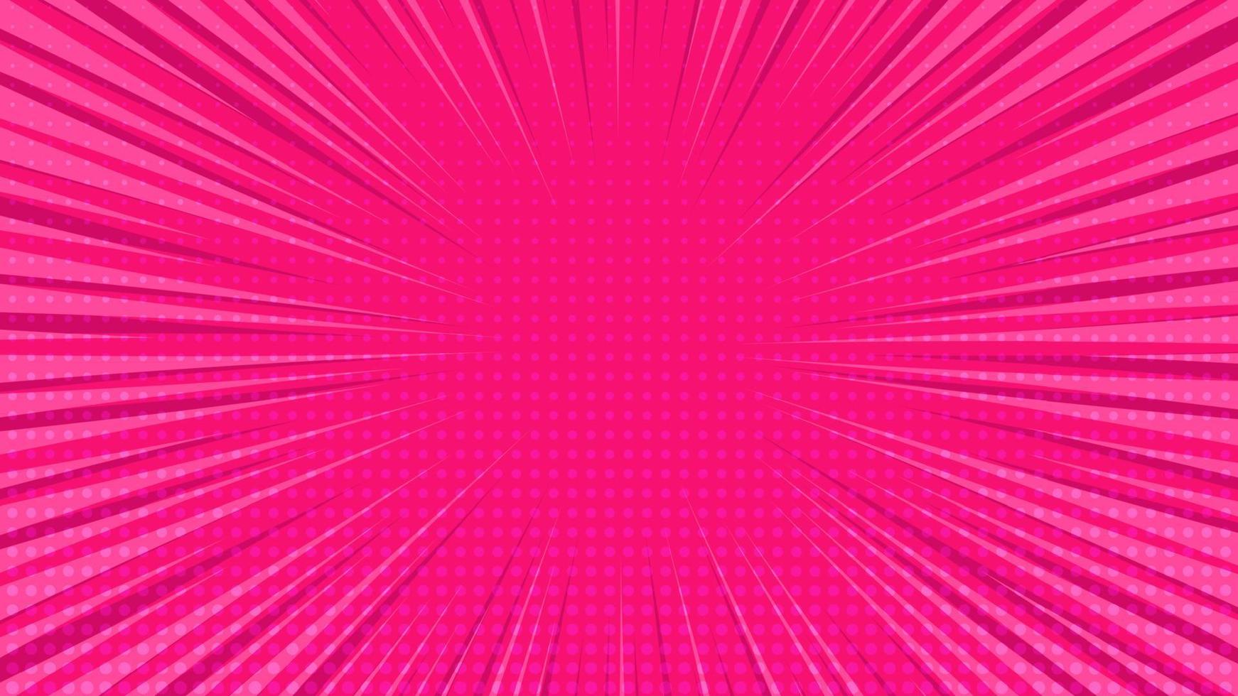 rosa komisk bok sida bakgrund i pop- konst stil med tömma Plats. mall med strålar, prickar och halvton effekt textur. vektor illustration