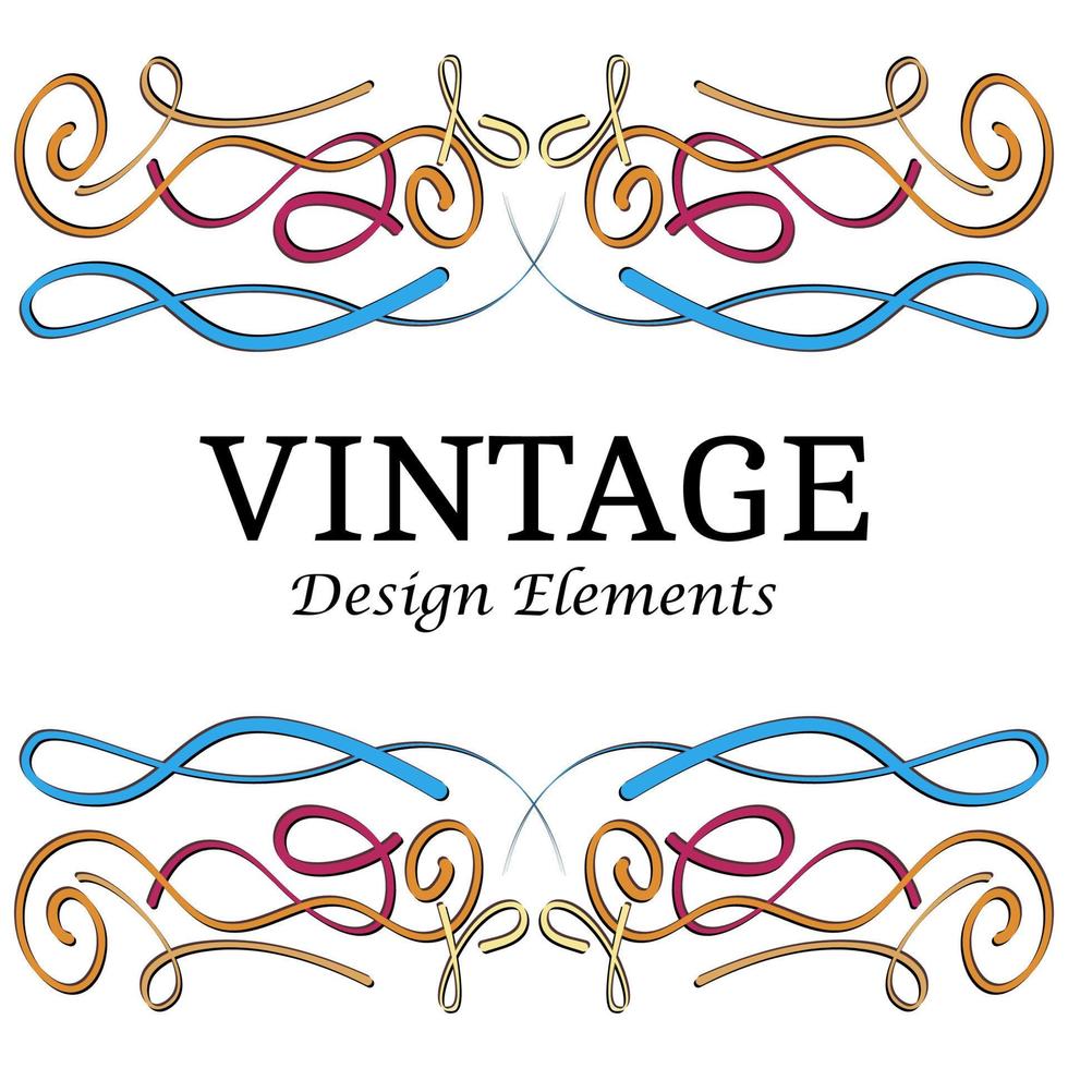 kalligrafische Gestaltungselemente und Seitendekoration. Mehrfarbige Vintage-Elemente für Design auf weißem Hintergrund. Vektor dekorative Gestaltungselemente.