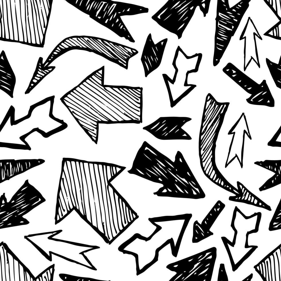 nahtloses Muster mit schwarzen handgezeichneten Pfeilen. Vektor-Illustration vektor