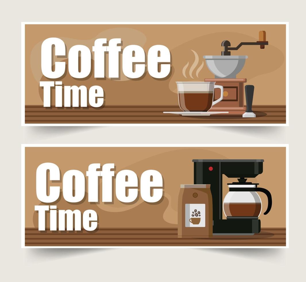 kaffe tid design set vektor