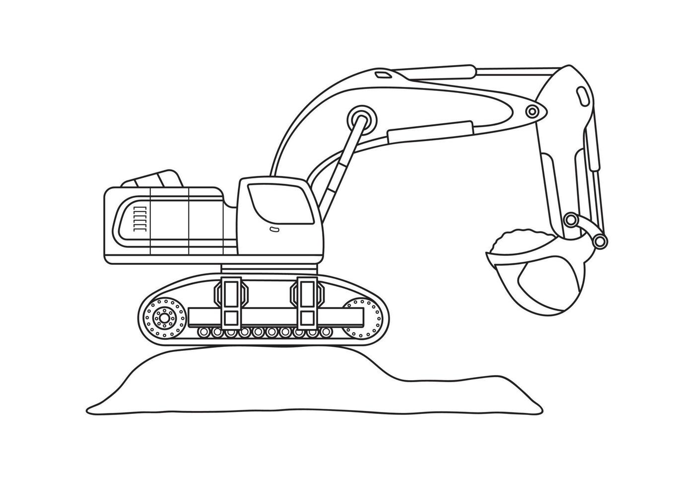 Hand gezeichnet Vektor Illustration Farbe Kinder Konstruktion Bagger auf oben von Schmutz