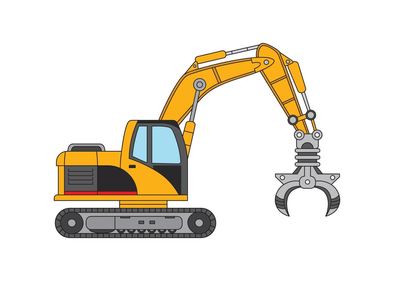 vektor illustration Färg barn konstruktion hydraulisk grabber klo grävmaskin