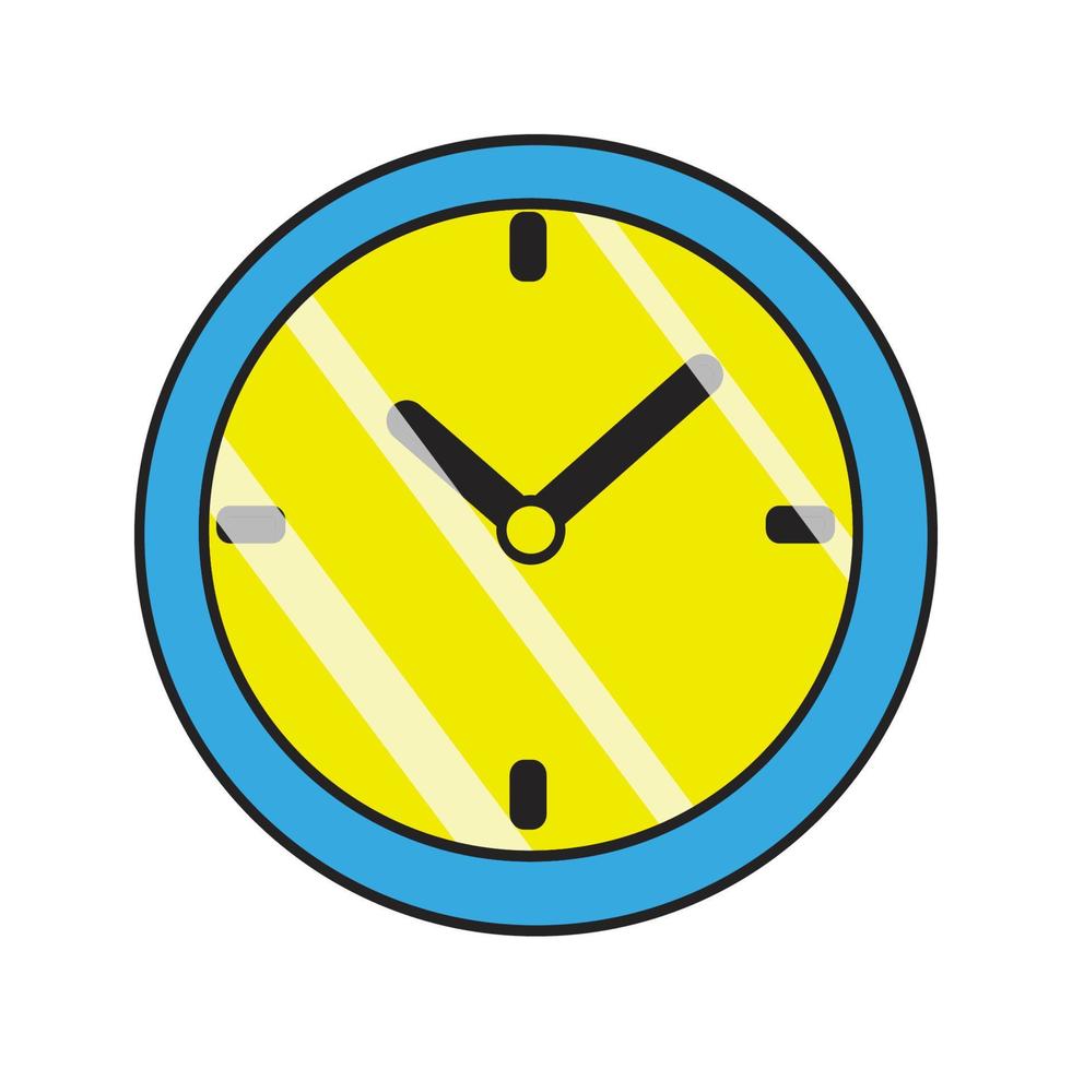 Mauer Uhr Gelb Blau Design Vektor Illustration