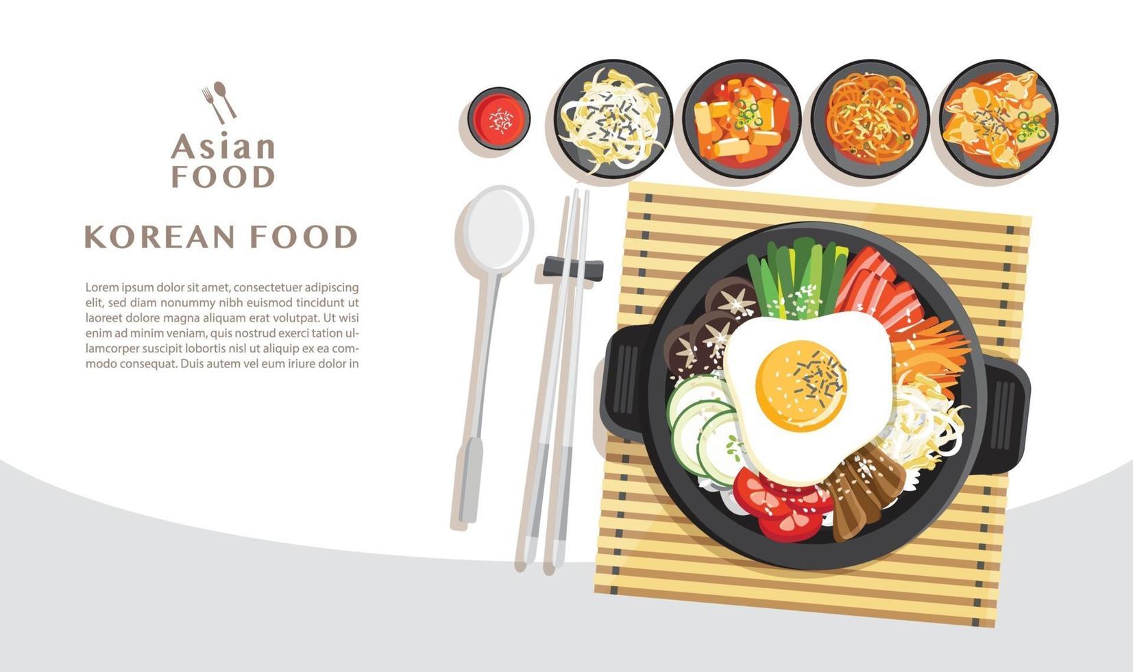 koreansk mat bibimbap asiatisk mat koncept vektor