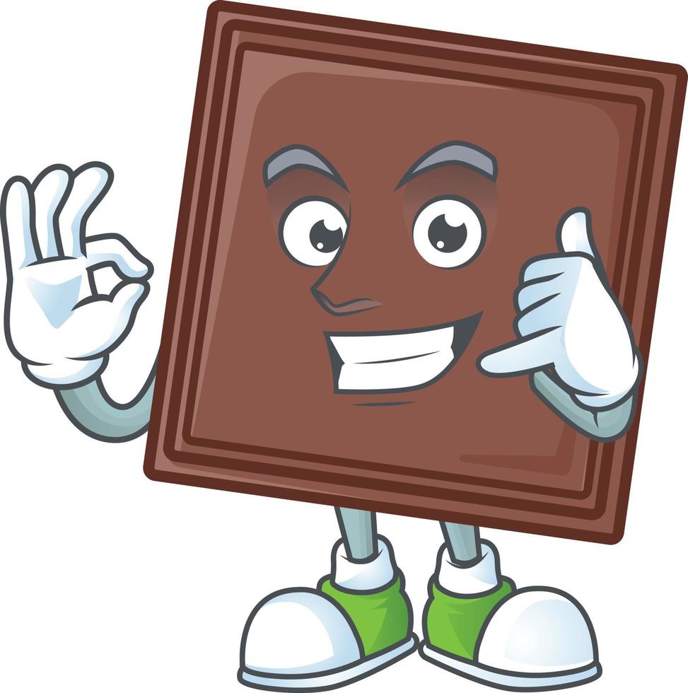 einer beißen Schokolade Bar Karikatur Charakter Stil vektor