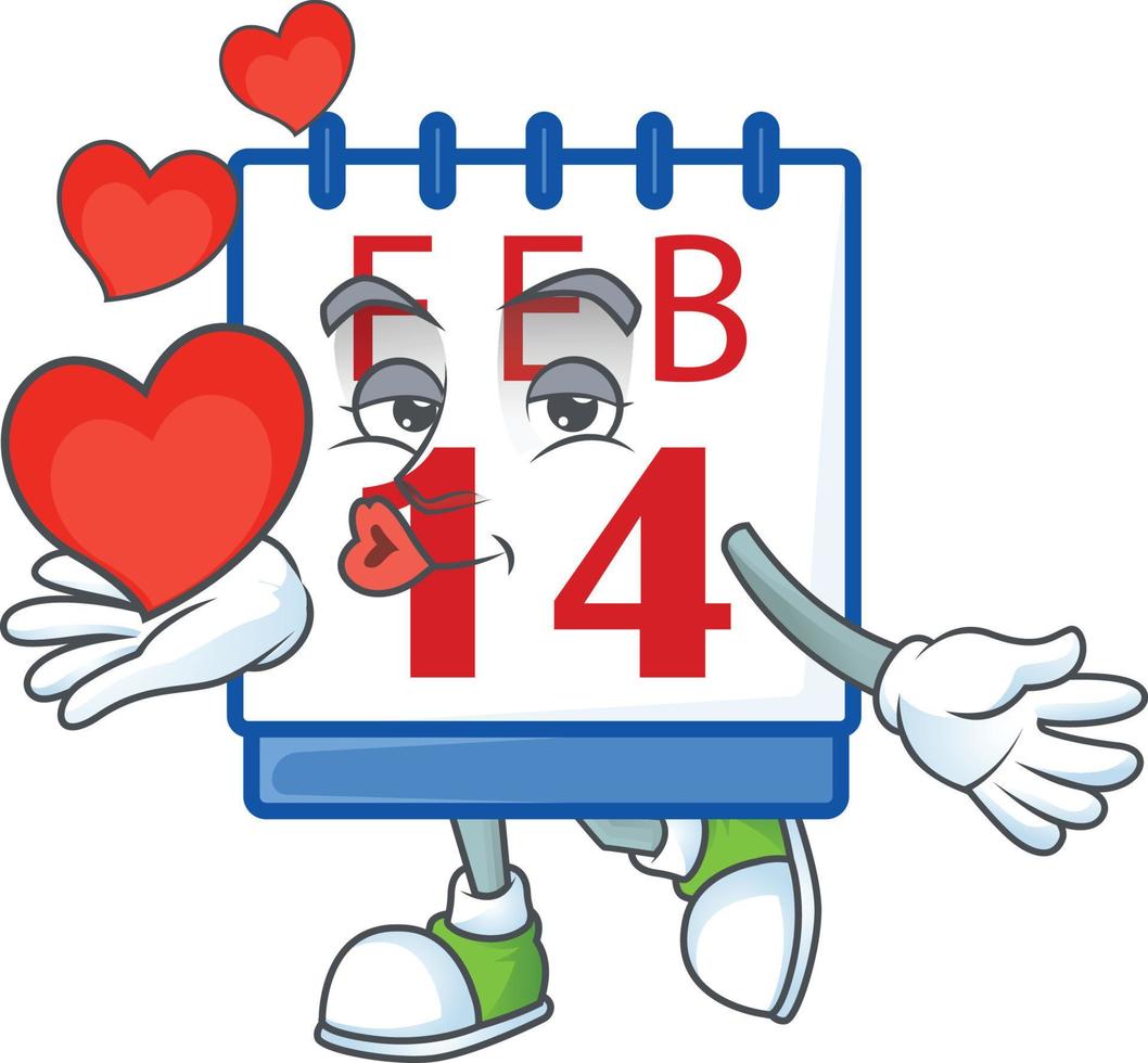 14 .. Valentinstag Kalender Karikatur Charakter Stil vektor