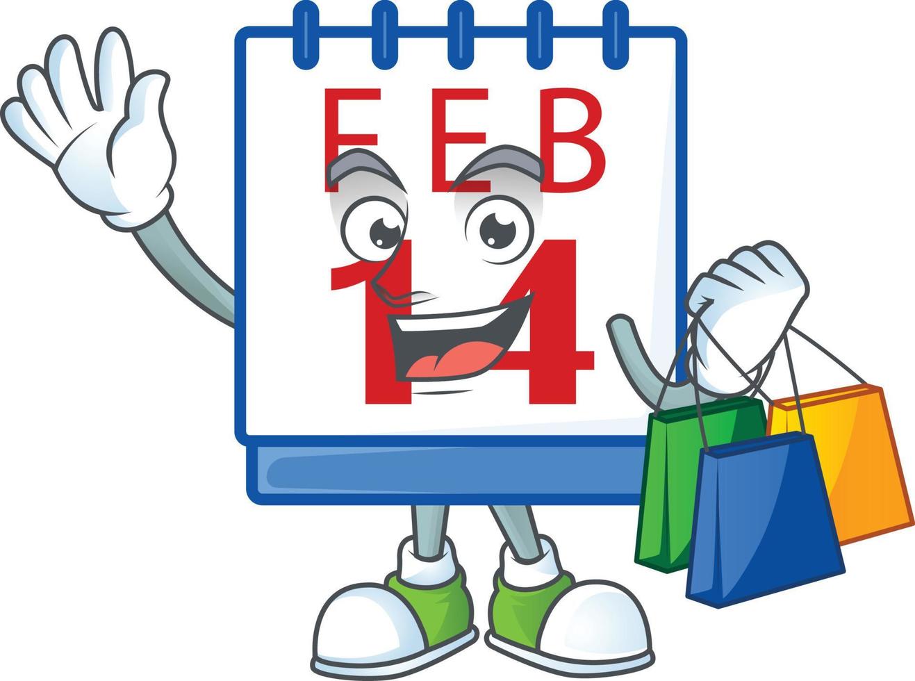 14 .. Valentinstag Kalender Karikatur Charakter Stil vektor