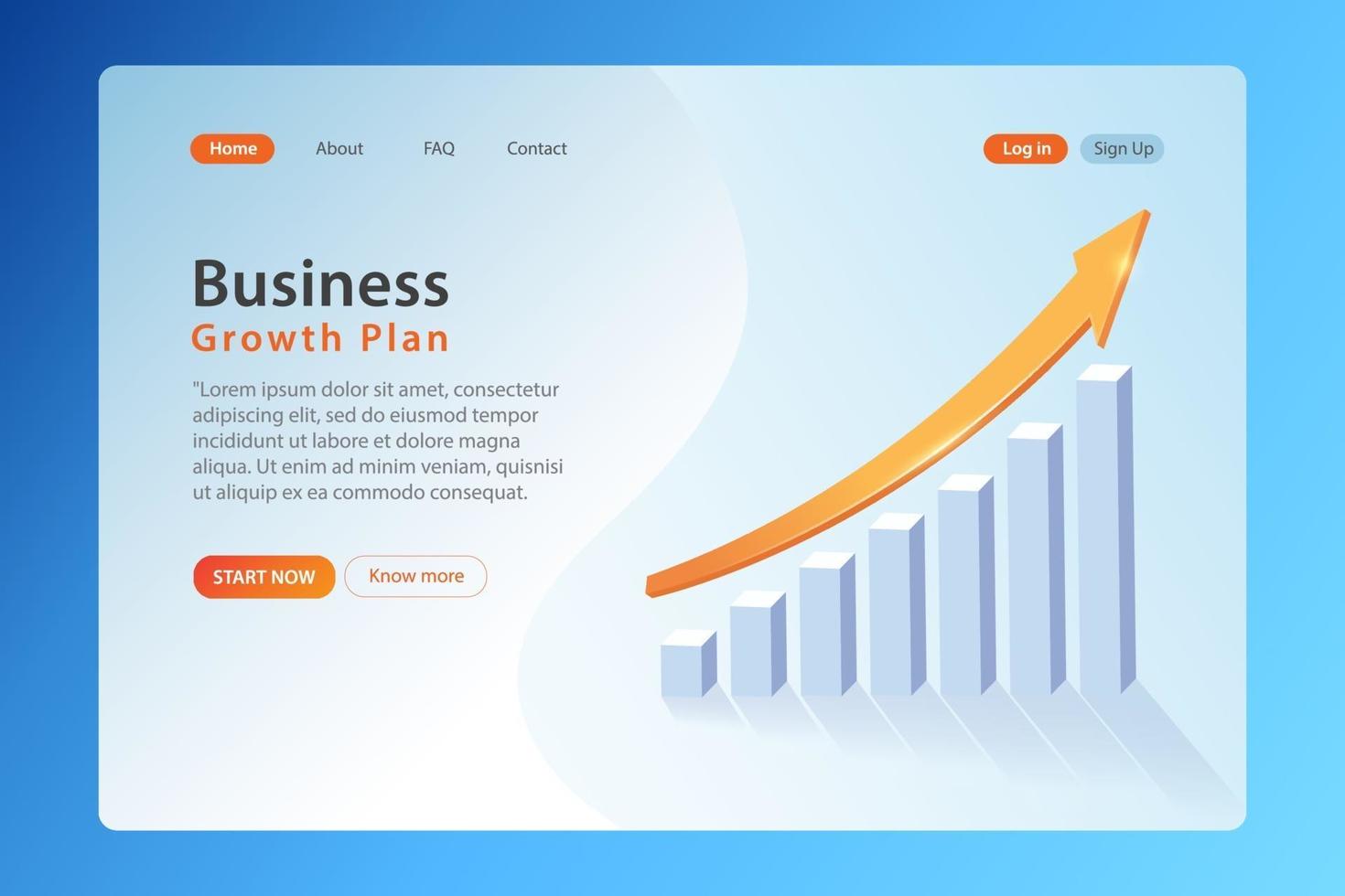 Landing Page für Websites, Beispiel-Landing Page für Business Growth Plan vektor