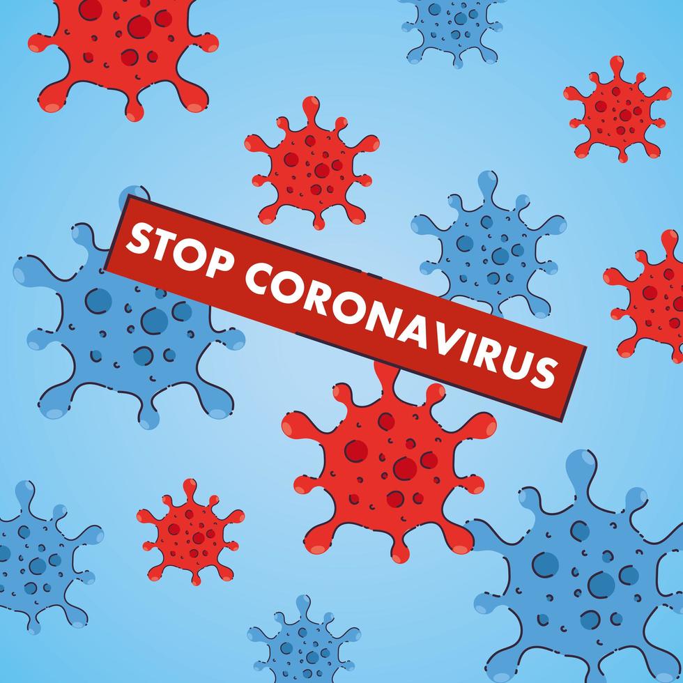 coronavirus stop, covid 19, farliga celler bakgrund 2019 ncov vektor