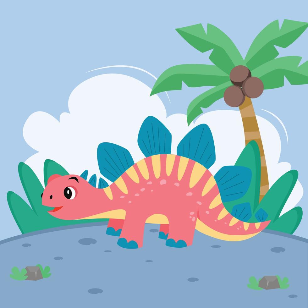söt dinosaurier. dino tecknad serie karaktär. platt vektor illustration