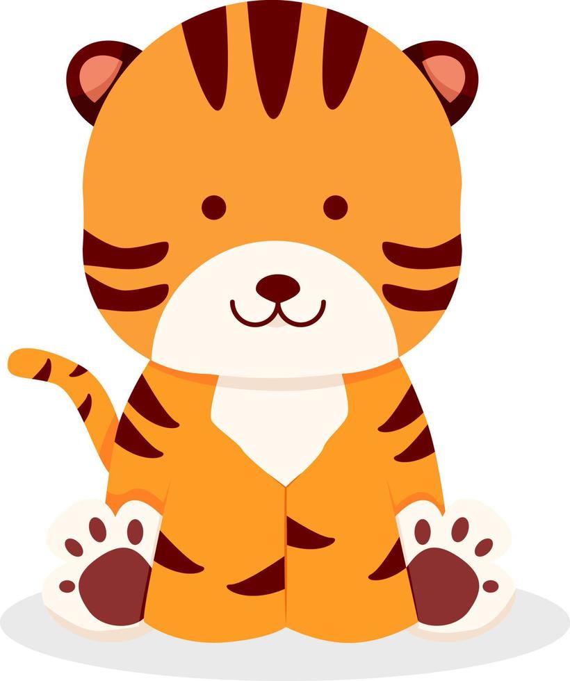söt tiger tecknad serie platt vektor illustration