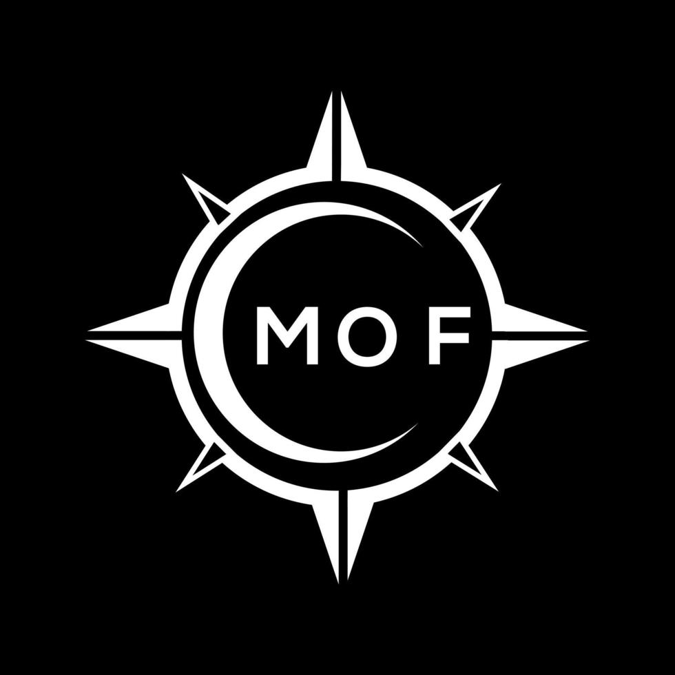 mof abstrakt monogram skydda logotyp design på svart bakgrund. mof kreativ initialer brev logotyp. vektor