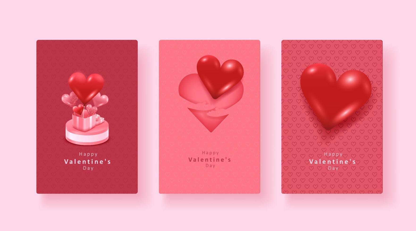 Sammlung von rosa. Satz Valentinstagskarte. Flyer-Vorlagen. Vektorillustration vektor