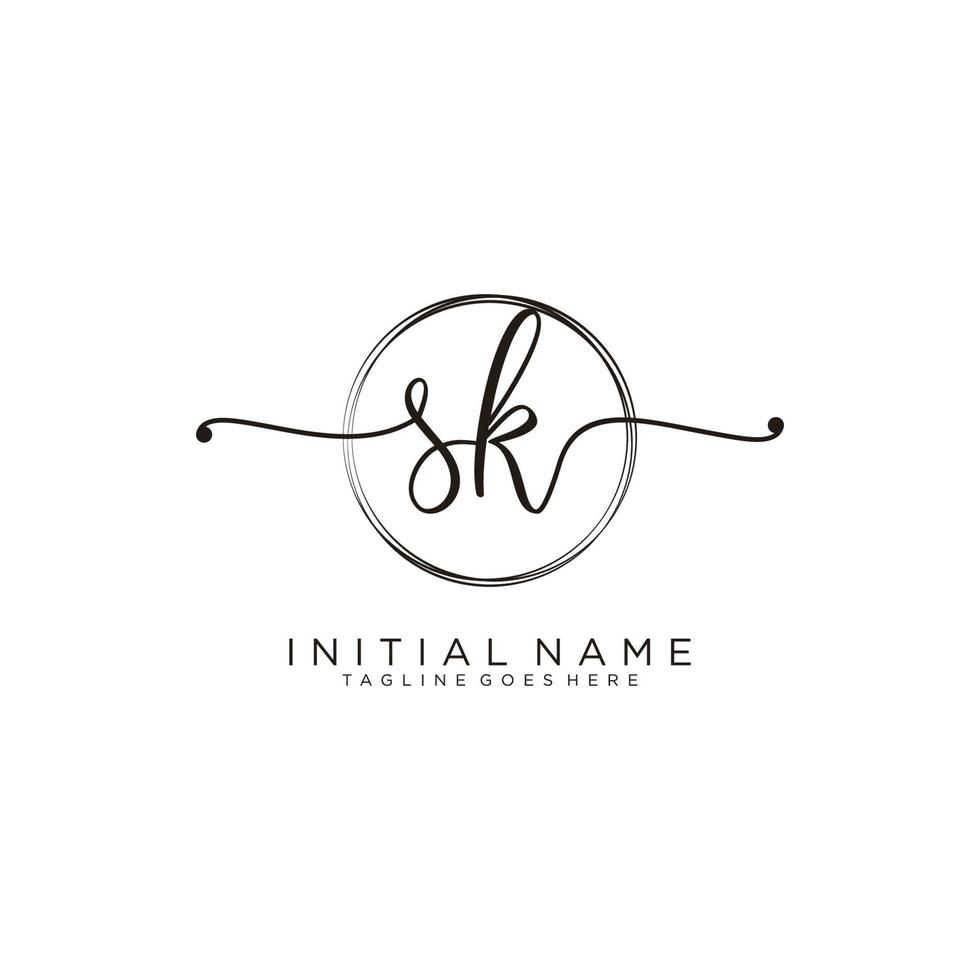 Initiale sk feminin Logo Sammlungen Vorlage. Handschrift Logo von Initiale Unterschrift, Hochzeit, Mode, Schmuck, Boutique, Blumen- und botanisch mit kreativ Vorlage zum irgendein Unternehmen oder Geschäft. vektor