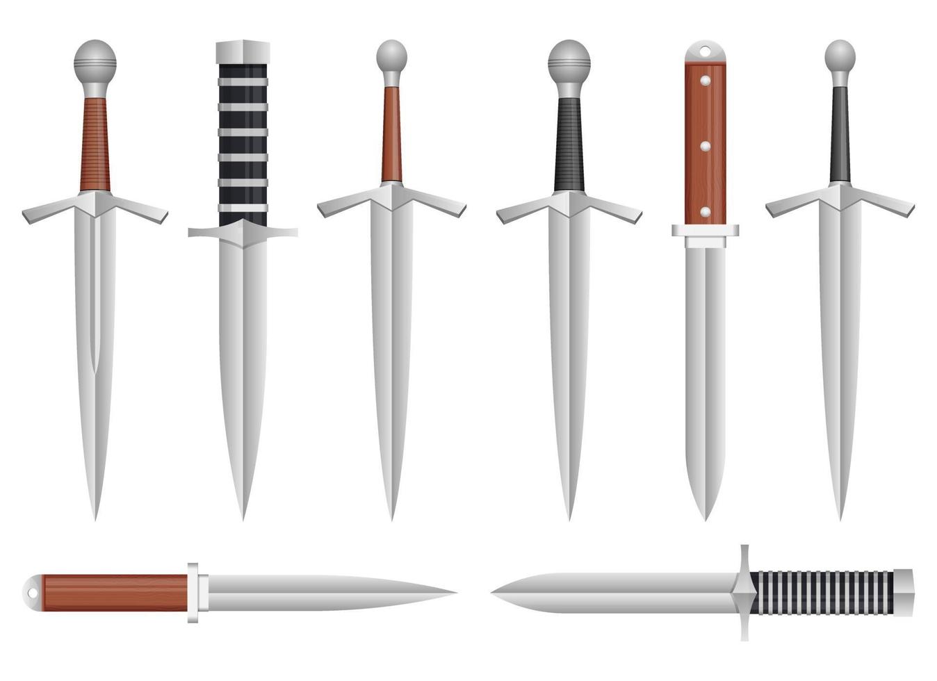 realistisk dolk vektor design illustration uppsättning isolerad på vit bakgrund