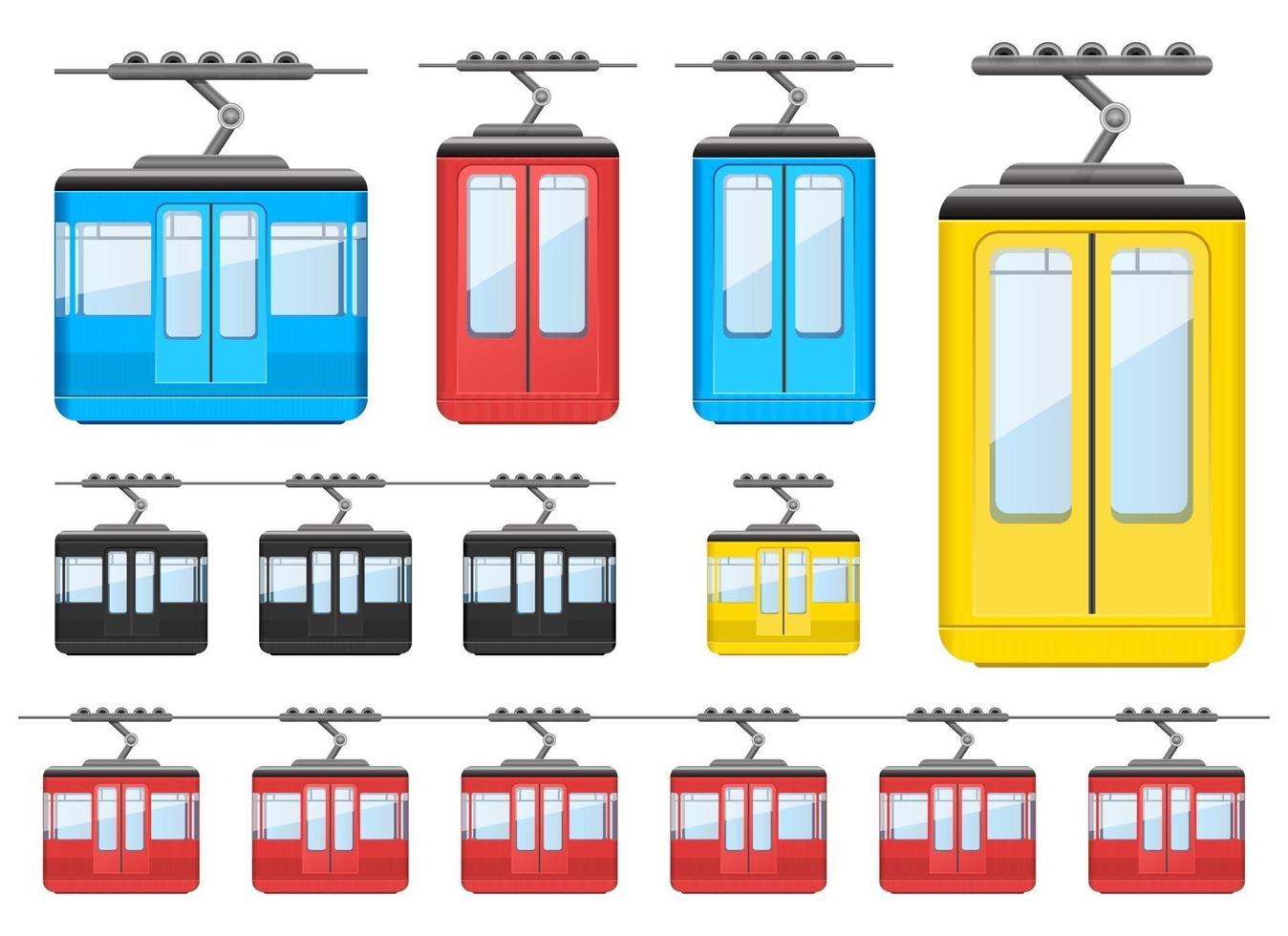 Seilbahn Standseilbahn Vektor Design Illustration Set isoliert auf weißem Hintergrund