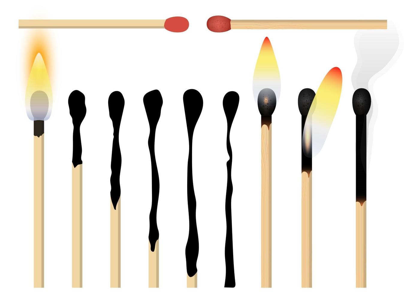 match brinnande process vektor design illustration set isolerad på vit bakgrund