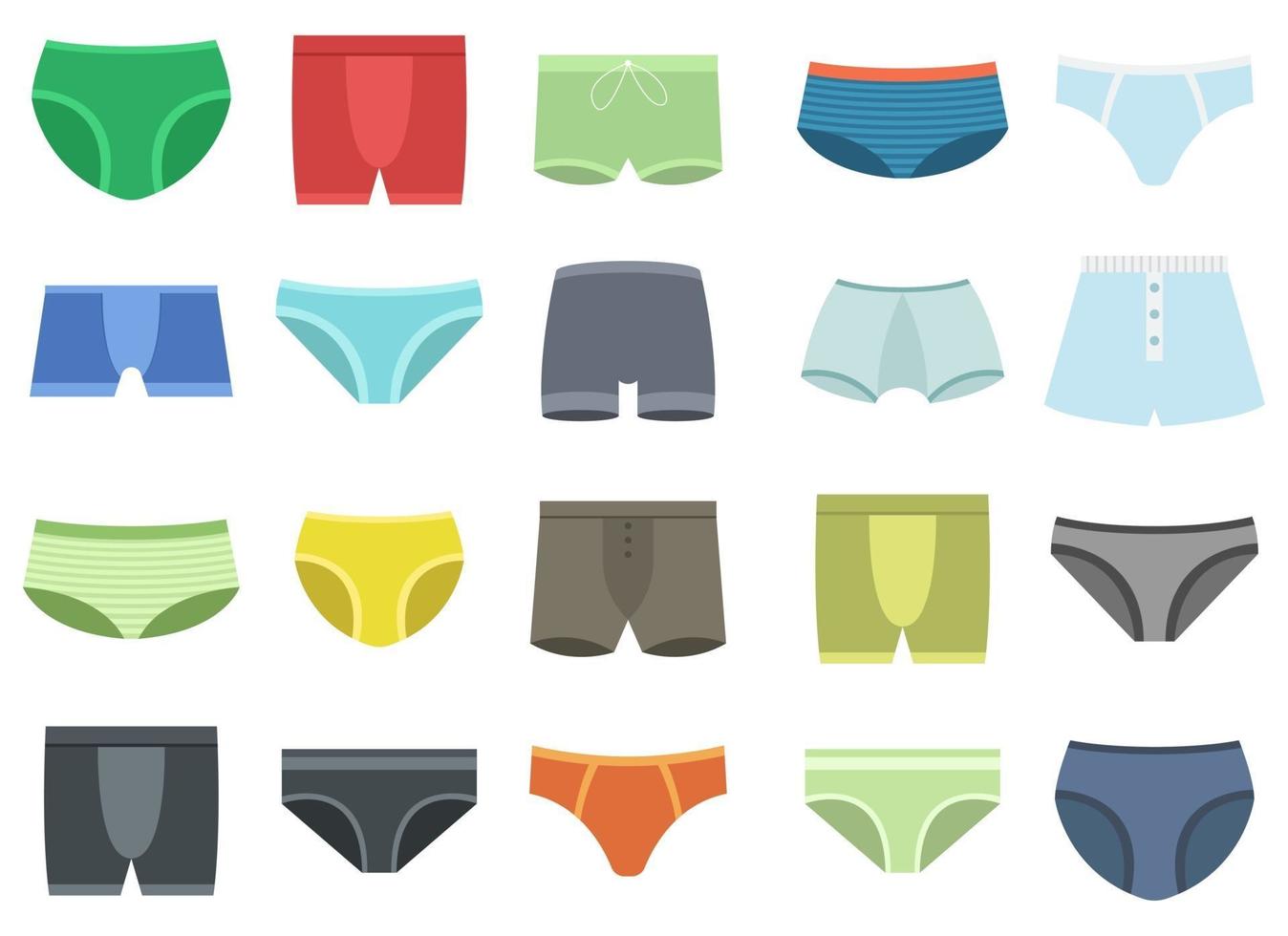 Männer Unterhose Vektor Design Illustration Set isoliert auf weißem Hintergrund