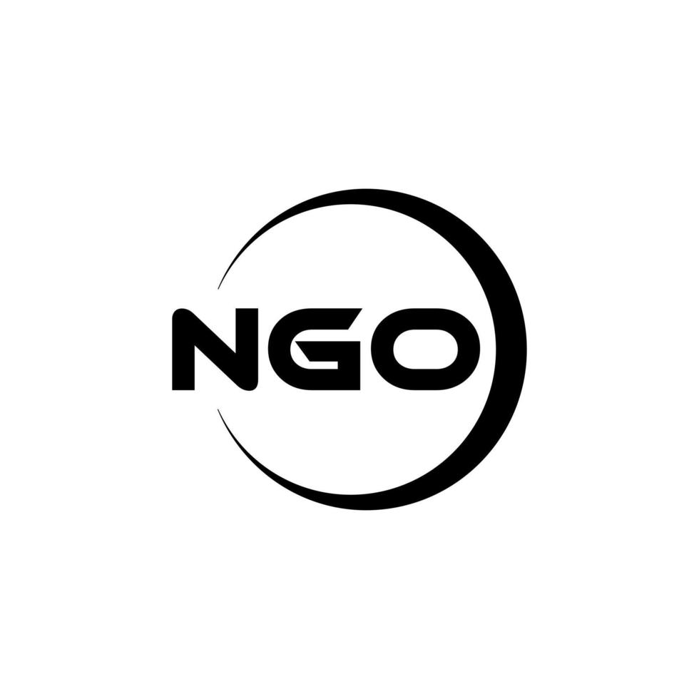 ngo brev logotyp design i illustration. vektor logotyp, kalligrafi mönster för logotyp, affisch, inbjudan, etc.