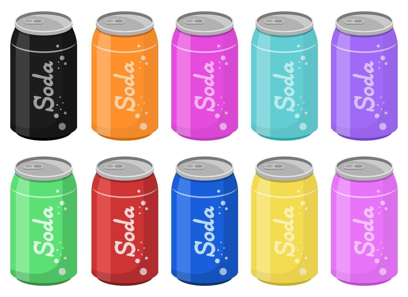 Soda kann Vektor-Design-Illustrationssatz lokalisiert auf weißem Hintergrund vektor