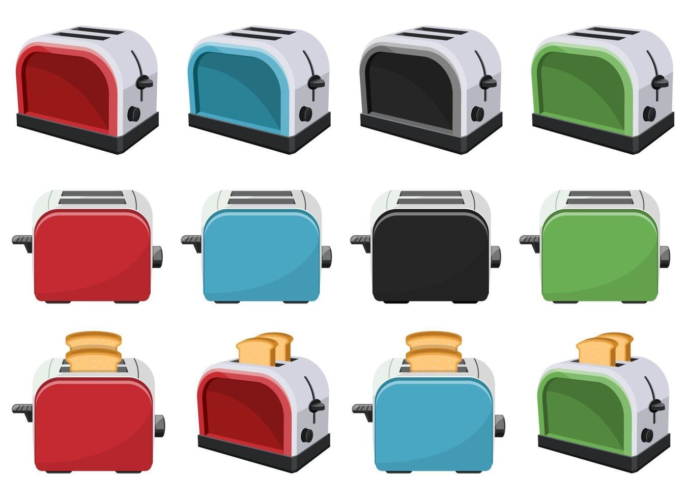 Brot Toaster Vektor Design Illustration Set isoliert auf weißem Hintergrund