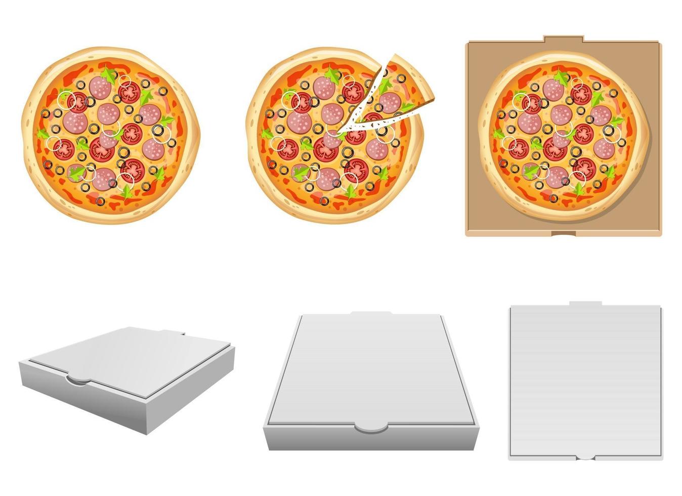 färsk läcker pizza vektor design illustration uppsättning isolerad på vit bakgrund