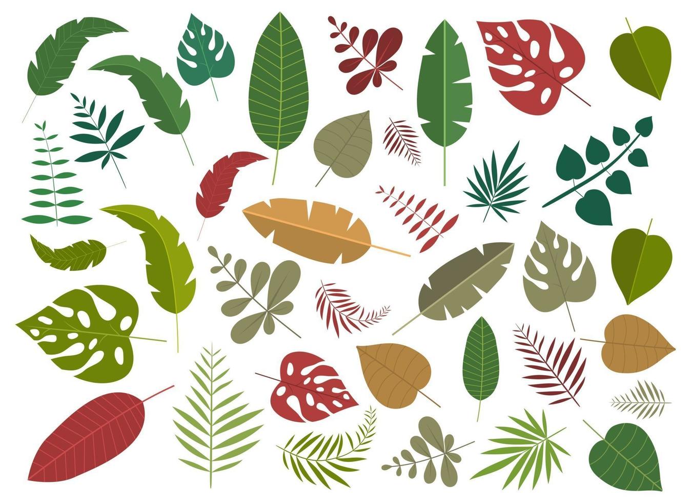 tropische Blätter Vektor-Design-Illustrationssatz lokalisiert auf weißem Hintergrund vektor