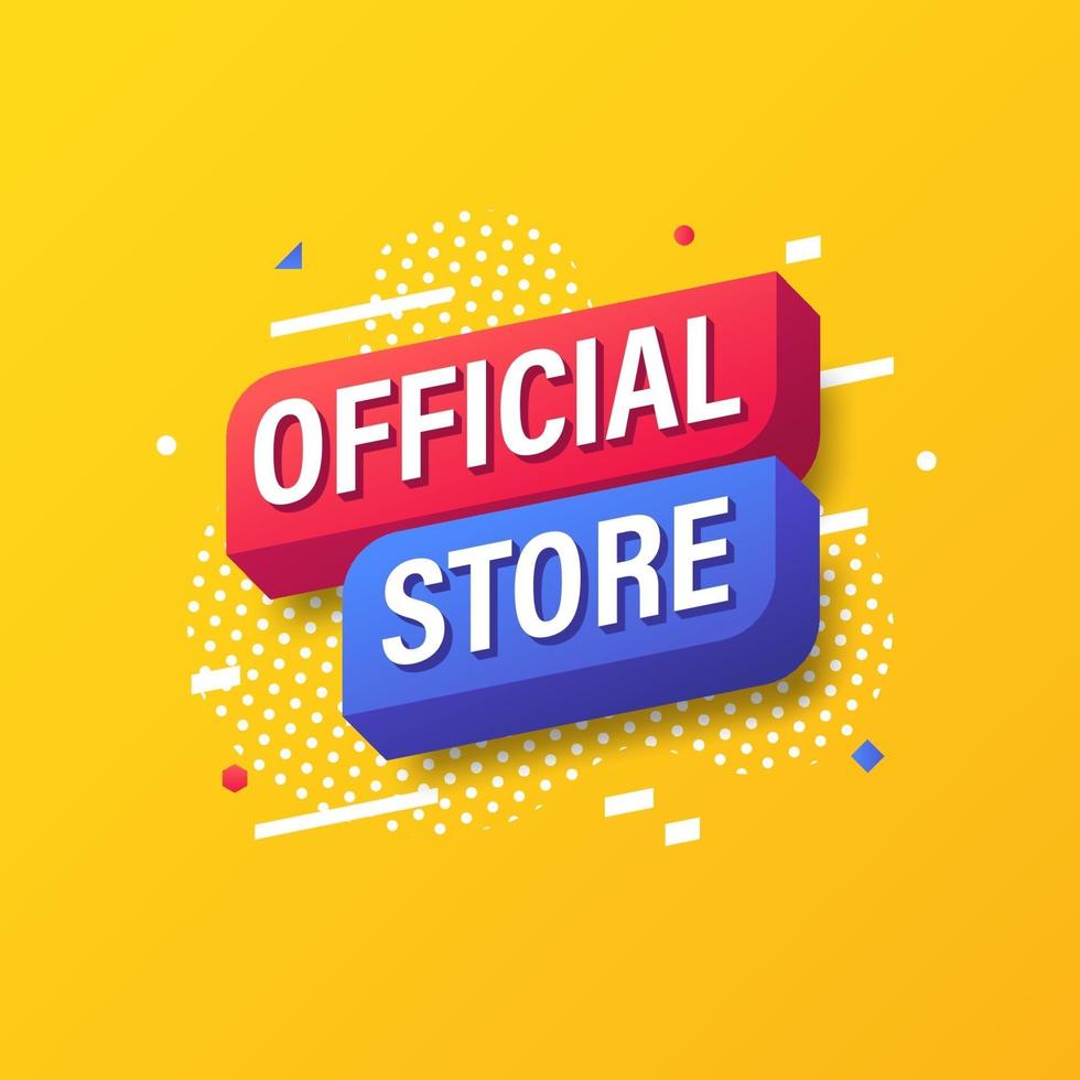 officiell butik, online marknadsföring banner mall design. vektor illustration