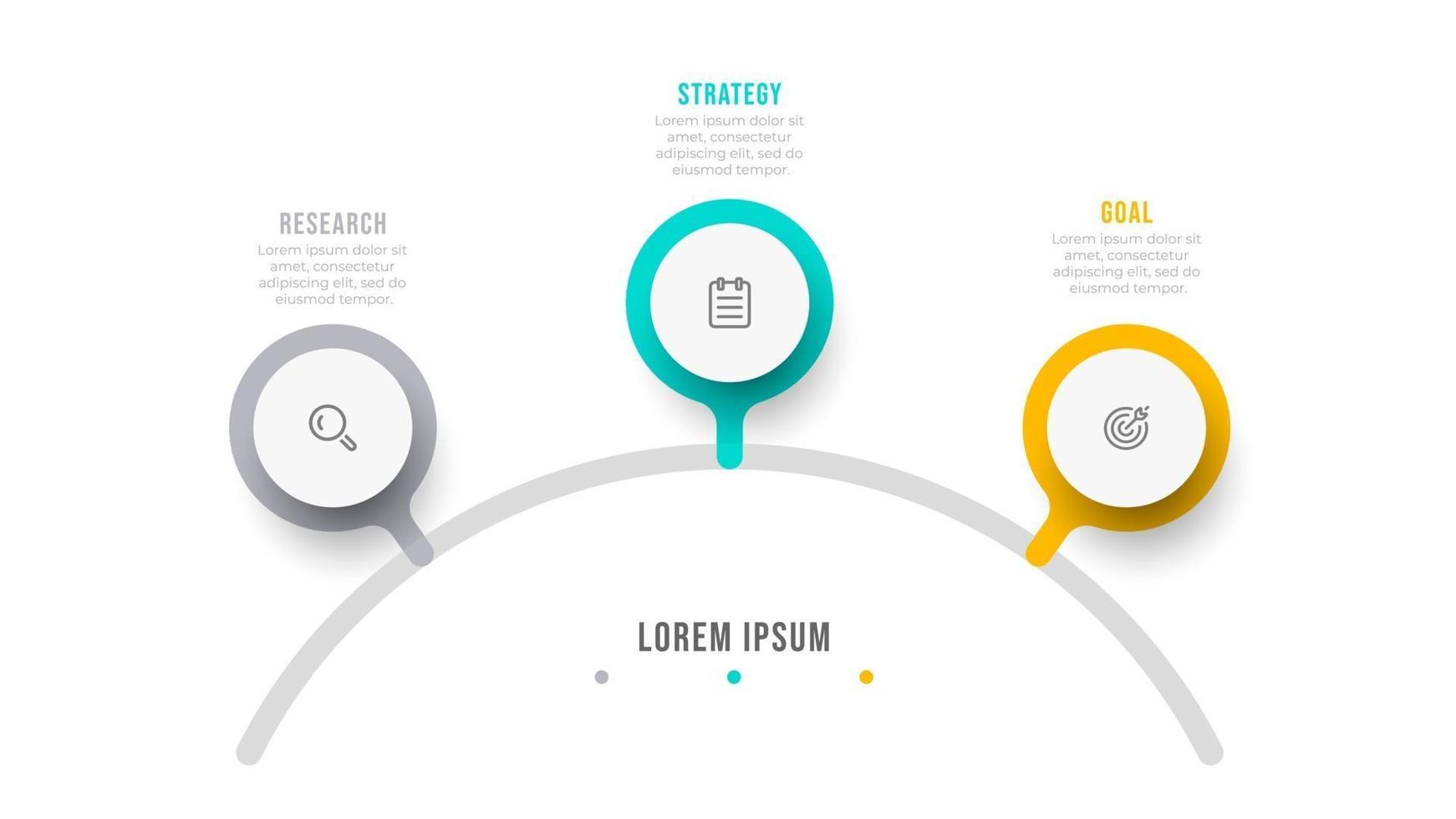 vektor info grafisk designmall med ikon. processdiagram. affärsidé med 3 alternativ eller steg.